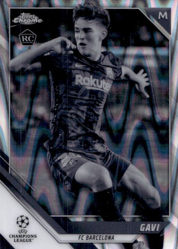 Gavi 2021 Topps Chrome UEFA Champions League #25 Black & White RayWave Refractor Rookie PSA 10