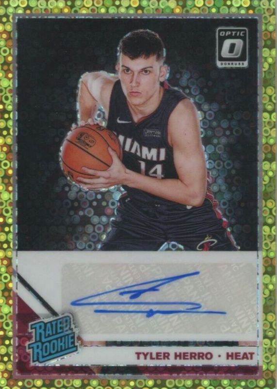 Tyler Herro 2019 Optic #172 Rated Rookie Signatures - Fast Break Gold /10 PSA 10