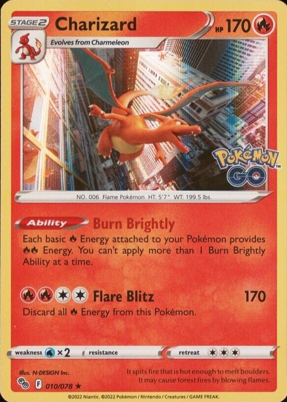 Charizard 2022 Sword & Shield: Pokemon GO #10/78 Holo Price Guide