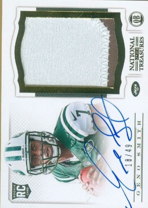 Geno Smith 2013 National Treasures #211 Rookie Patch Auto - Gold /49 RAW