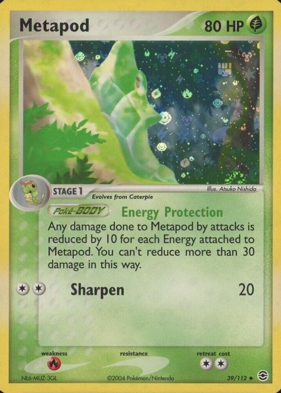 Metapod 2004 EX: FireRed & LeafGreen #039/112 Reverse Holo PSA 7