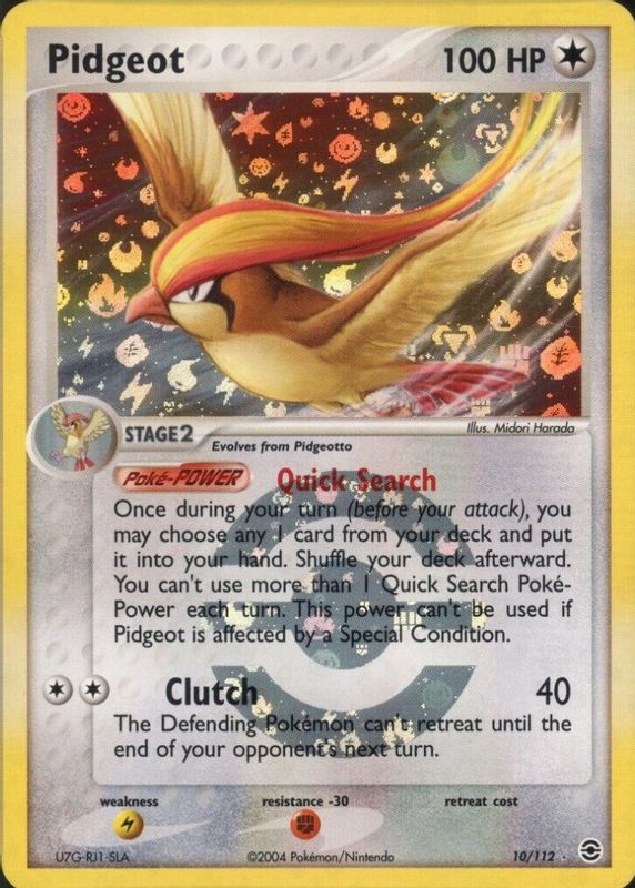 Pidgeot 2004 EX: FireRed & LeafGreen #010/112 Reverse Holo BGS 10 BLACK LABEL