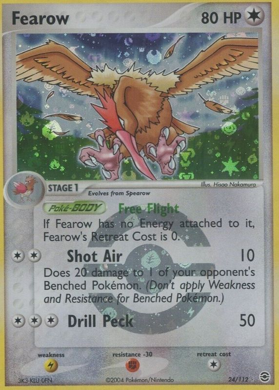 Fearow 2004 EX: FireRed & LeafGreen #024/112 Reverse Holo BGS 10 BLACK LABEL