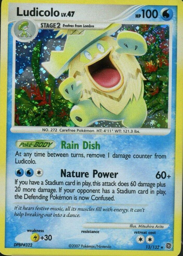 pokemon ludicolo card 095/094 Illustration Rare Phantasmal Flames NM/MINT Holo this Pokmons Splash Dance attack does 60 more damage (before applying Weakness and Resistance) Ludicolo Art Rare  Mega