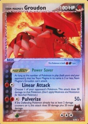 Pokémon Card Team Magma's Groudon 9/95 Rare 2004 World