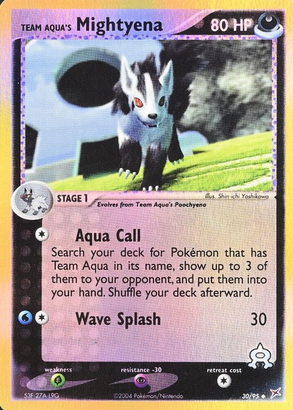 Team Aqua's Mightyena 2004 EX: Team Magma vs Team Aqua #30/95 Reverse Holo PSA 7