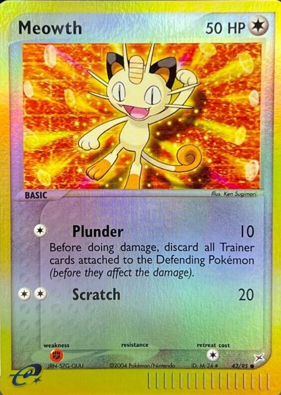 Meowth 2004 EX: Team Magma vs Team Aqua #42/95 Reverse Holo RAW TCG (NEAR MINT)