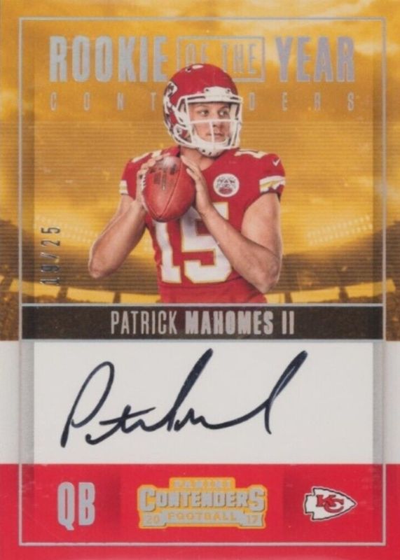 Patrick Mahomes II 2017 Contenders #RY-PM Rookie of the Year Contenders Autographs (/25) PSA 10