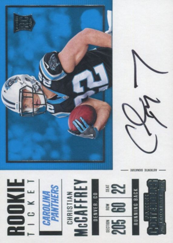 Christian McCaffrey 2017 Contenders #351 Rookie Ticket Auto Variation Rookie BGS 10 PRISTINE