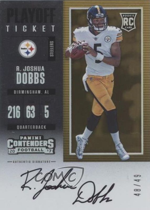 Joshua Dobbs 2017 Contenders #306 Rookie Ticket Auto - Playoff Ticket (/49) PSA 8