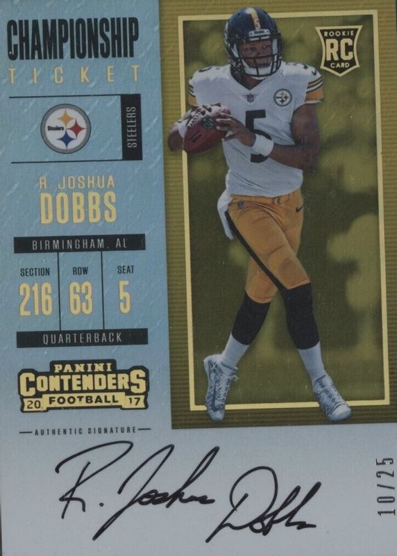 Joshua Dobbs 2017 Contenders #306 Rookie Ticket Auto - Championship Ticket (/25) PSA 8