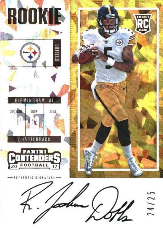 Joshua Dobbs 2017 Contenders #306 Rookie Ticket Auto - Cracked Ice Ticket /25 Rookie BGS 9.5