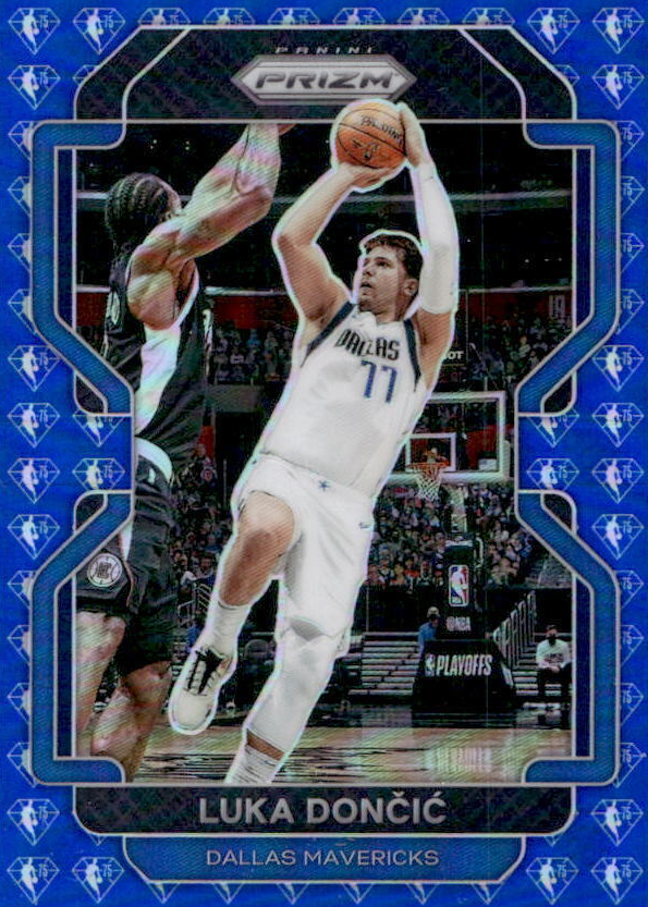 Luka Doncic 2021 Prizm #223 Blue NBA 75th Anniversary Price Guide ...