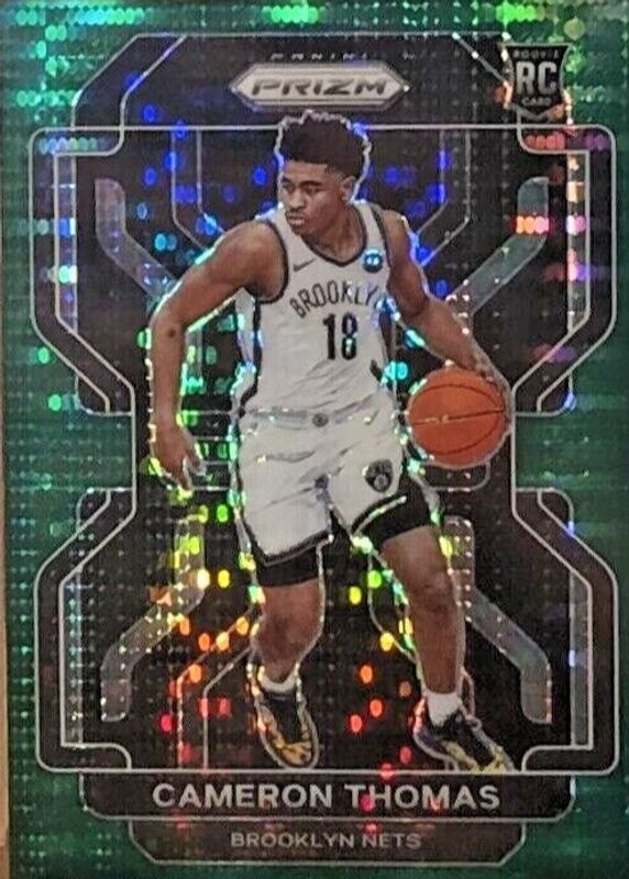 Cam Thomas 2021 Prizm #297 Green Pulsar /25 Rookie PSA 10