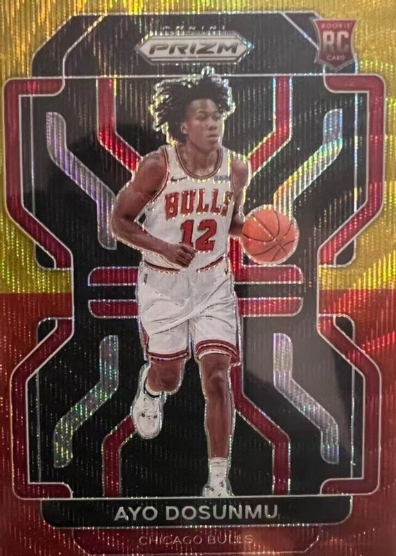 Ayo Dosunmu 2021 Prizm #271 Red & Gold Wave Rookie PSA 9