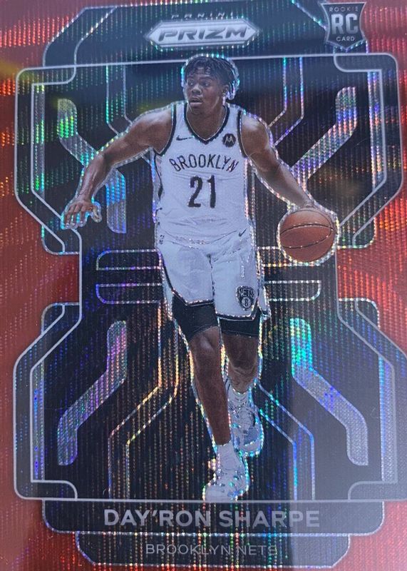 Day'Ron Sharpe 2021 Prizm #281 Ruby Wave Rookie SGC 10