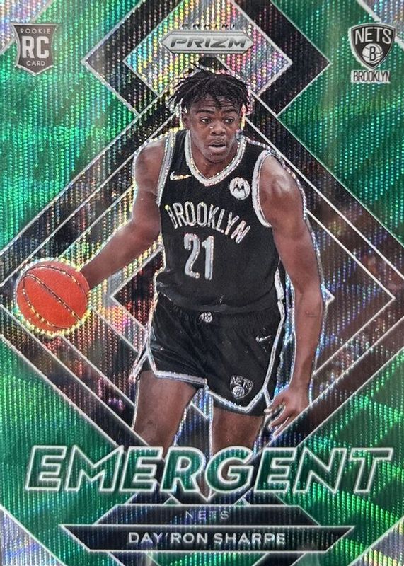 Day'Ron Sharpe 2021 Prizm #27 Emergent - Green Wave Rookie PSA 10