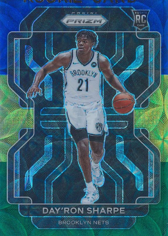 Day'Ron Sharpe 2021 Prizm #281 Choice Blue Yellow Green Rookie SGC 10