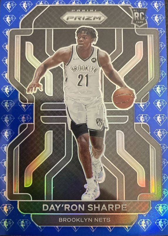 Day'Ron Sharpe 2021 Prizm #281 Blue NBA 75th Anniversary Rookie SGC 10