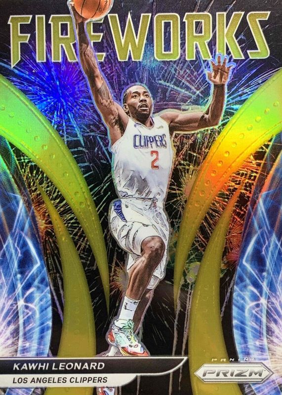 Kawhi Leonard 2021 Prizm #7 Fireworks - Gold /10 PSA 9