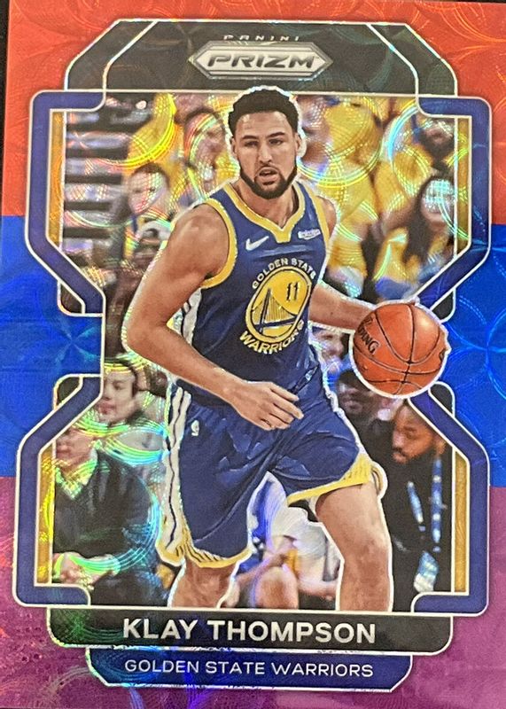 Klay Thompson 2021 Prizm #92 Choice Red Blue & Purple /15 RAW