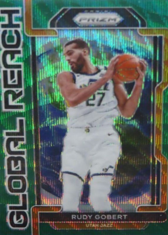 Rudy Gobert 2021 Prizm #9 Global Reach - Green Wave SGC 10