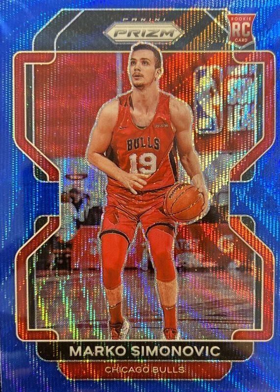 Marko Simonovic 2021 Prizm #166 Blue Wave Rookie RAW