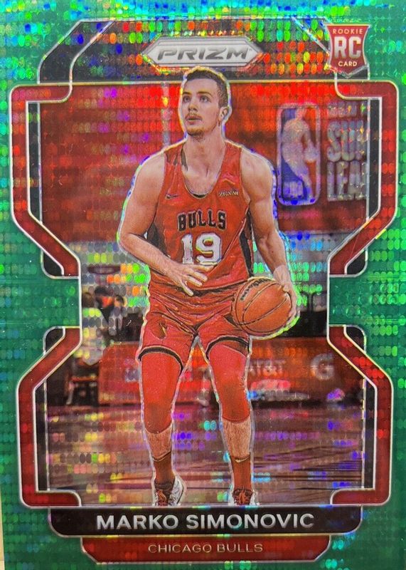 Marko Simonovic 2021 Prizm #166 Green Pulsar /25 Rookie RAW