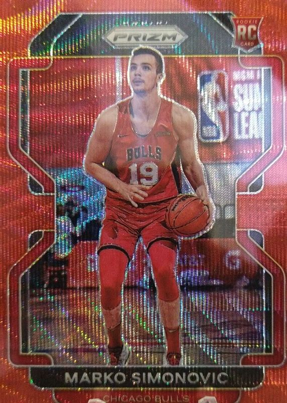 Marko Simonovic 2021 Prizm #166 Ruby Wave Rookie RAW