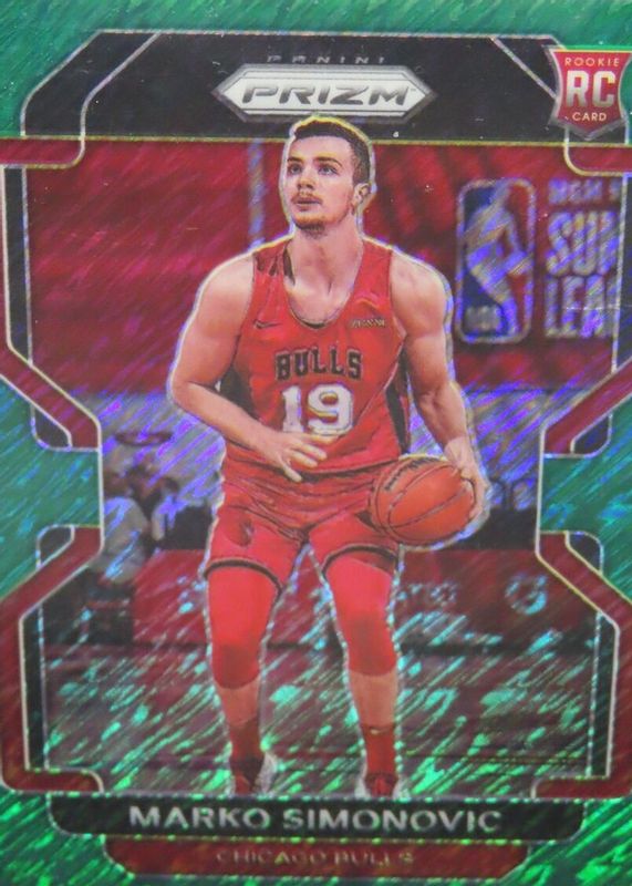 Marko Simonovic 2021 Prizm #166 Green Shimmer /5 Rookie RAW