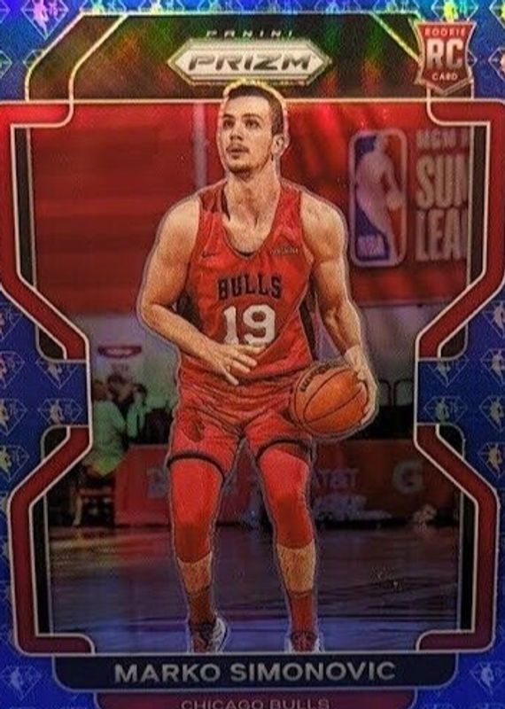 Marko Simonovic 2021 Prizm #166 Blue NBA 75th Anniversary Rookie RAW