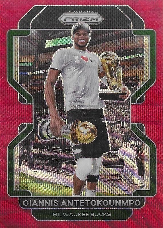 Giannis Antetokounmpo 2021 Prizm #1 Ruby Wave PSA 9