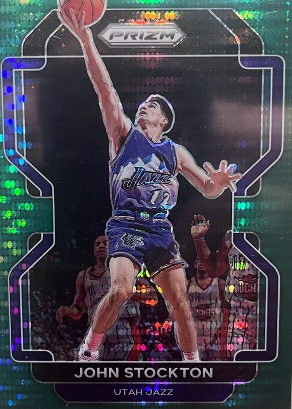 John Stockton 2021 Prizm #267 Green Pulsar /25 RAW