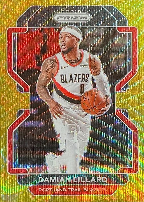 Damian Lillard 2021 Prizm #116 Gold Wave /10 RAW