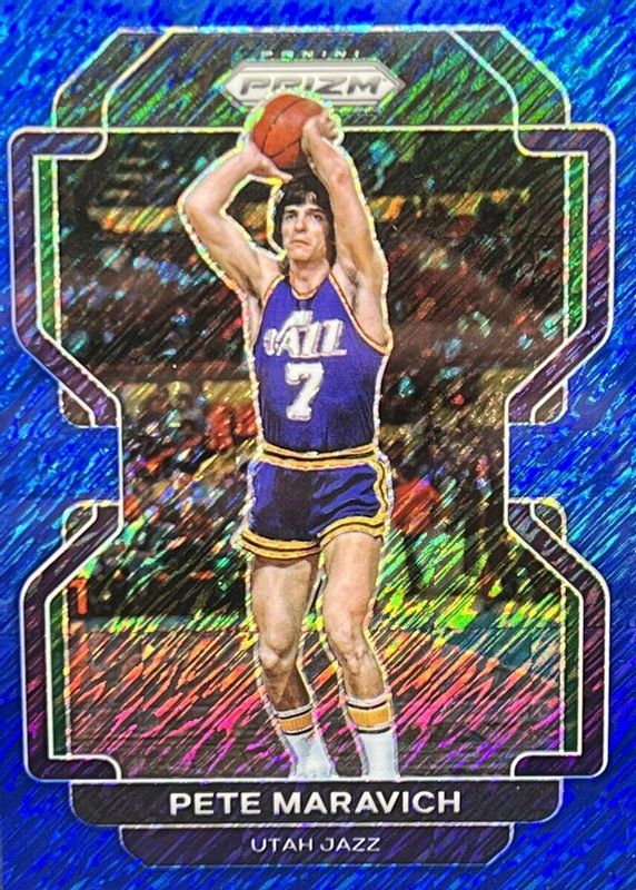 Pete Maravich 2021 Prizm #261 Blue Shimmer /30 RAW