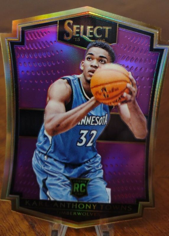 Karl-Anthony Towns 2015 Select #136 Premier Level Purple Die-Cut /99 Rookie PSA 9