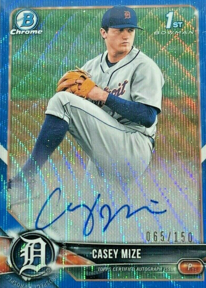 Casey Mize 2018 Bowman Draft #CDA-CM Chrome DP Auto - Blue Wave 