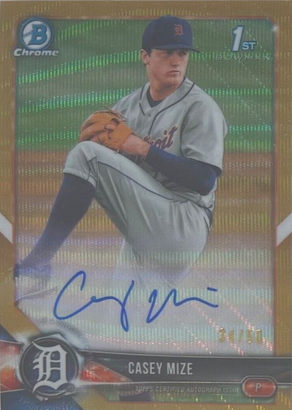 Casey Mize 2018 Bowman Draft #CDA-CM Chrome DP Auto - Gold Wave Refractor /50 (1st) PSA 10