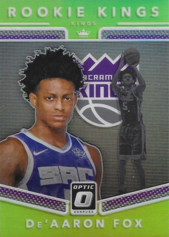 De'Aaron Fox 2017 Optic #5 Rookie Kings - Lime /149 Rookie BGS 10 PRISTINE