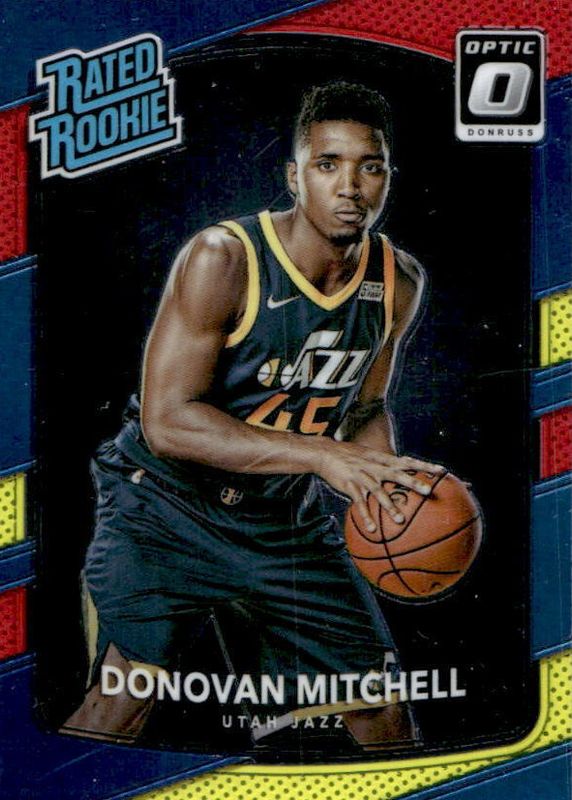 Donovan Mitchell 2017 Optic #188 Red & Yellow Rookie PSA 10