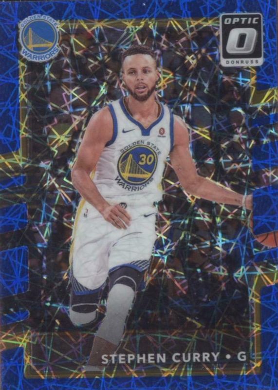 Stephen Curry 2017 Optic #46 Blue Velocity PSA 9