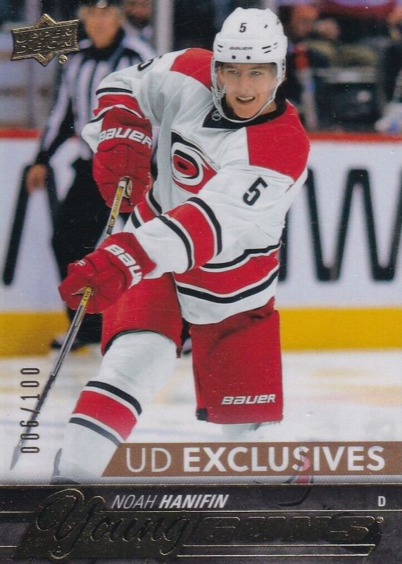 Noah Hanifin 2015 Upper Deck #499 Young Guns - UD Exclusives /100 Rookie RAW