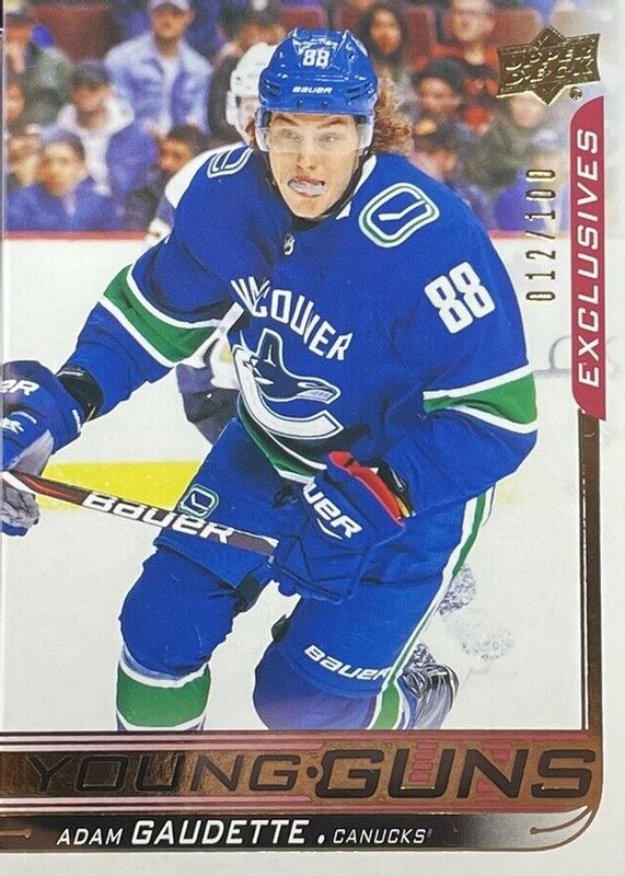 Adam Gaudette 2018 Upper Deck #205 Young Guns - UD Exclusives /100 Rookie SGC 10