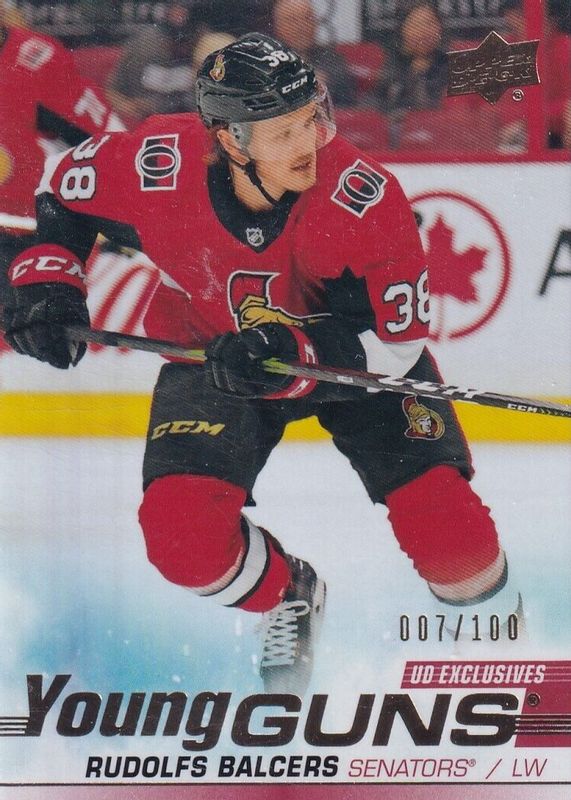 Rudolfs Balcers 2019 Upper Deck #218 Young Guns - UD Exclusives /100 Rookie SGC 9.5