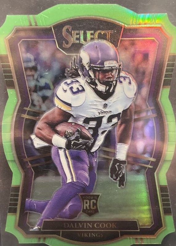 Dalvin Cook 2017 Select #173 Premier Level Neon Green Die-Cut /49 Rookie PSA 10