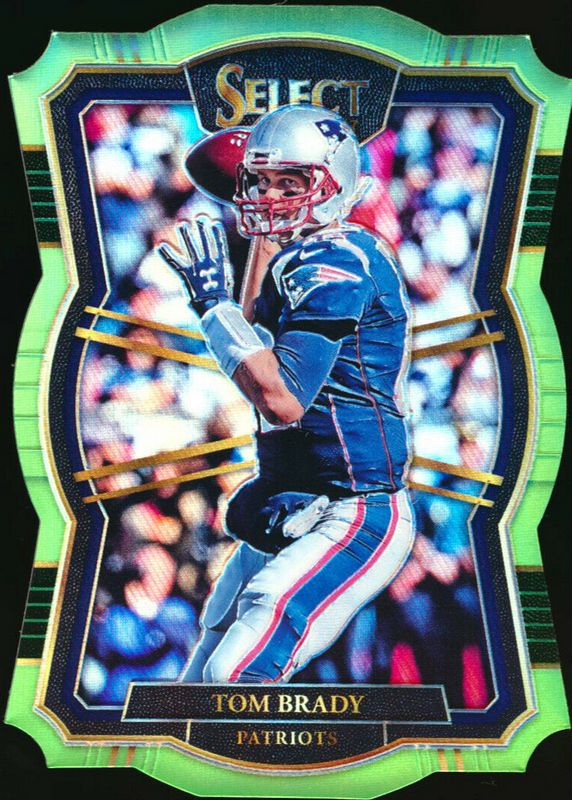 Tom Brady 2017 Select #185 Premier Level Neon Green Die-Cut /49 PSA 10