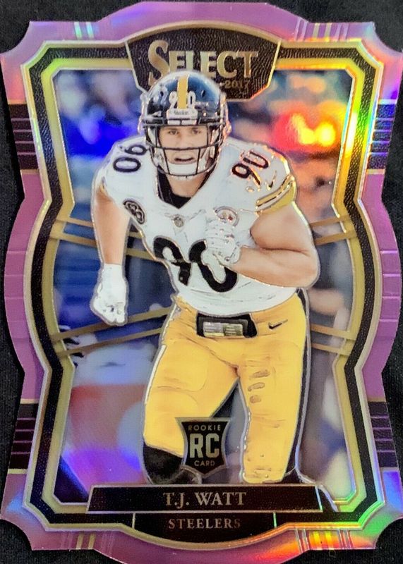 TJ Watt 2017 Select #124 Premier Level Purple Die-Cut /75 Rookie RAW