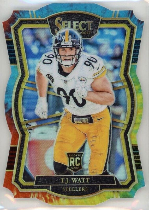 TJ Watt 2017 Select #124 Premier Level Tie-Dye Die-Cut /25 Rookie RAW
