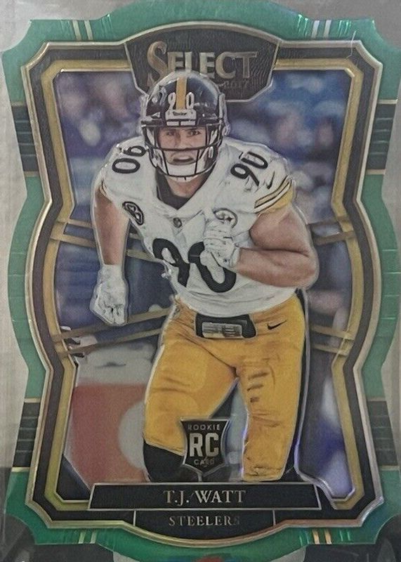 TJ Watt 2017 Select #124 Premier Level Green Die-Cut /5 Rookie PSA 10