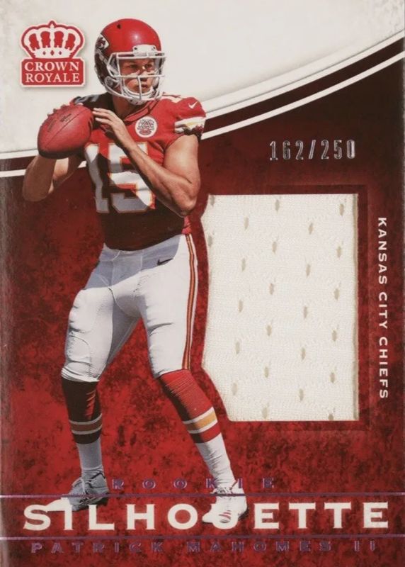 Patrick Mahomes II 2017 Crown Royale #18 Rookie Silhouette Jumbo Jerseys - Pink /250 Rookie RAW